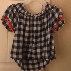Derek Heart Plaid Off The Shoulder Top